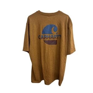 Carhartt Pocket Tee XL Brown Loose Fit Graphic Back Outdoor Workwear Utility